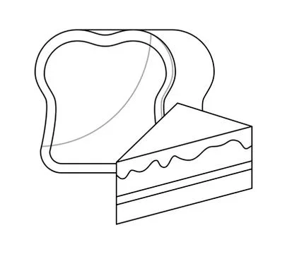 Delicious bread with cake slice isolated icon Illustrazione stock