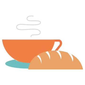 Delicious bread with coffee cup Stock Illustration