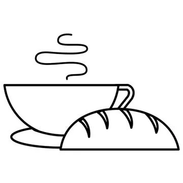Delicious bread with coffee cup Stock Illustration