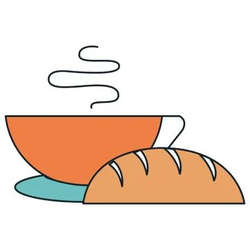 Delicious bread with coffee cup Stock Illustration