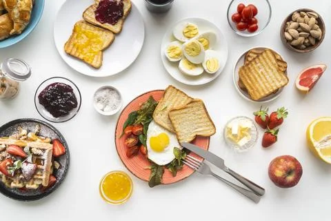 Delicious breakfast meal composition. High quality beautiful photo concept Stock Photos