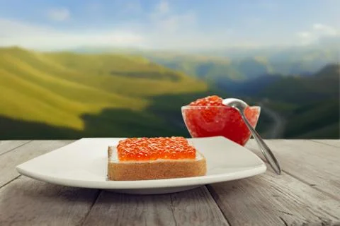 Delicious breakfast on the nature Stock Photos