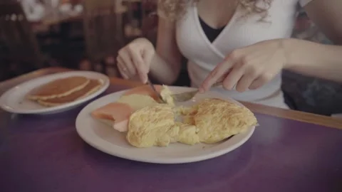 Delicious breakfast pancakes Stock Footage 233658041