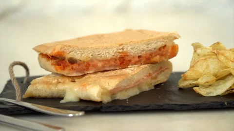 Delicious breakfast sandwich Stock Footage 93581357