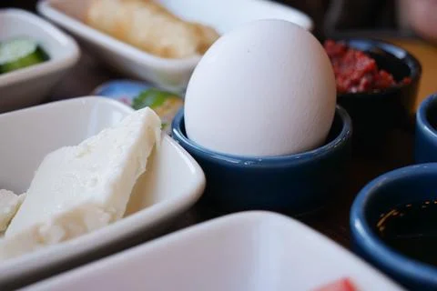 A Delicious Breakfast Spread Featuring Eggs and Accompaniments Beautifully Stock Photos