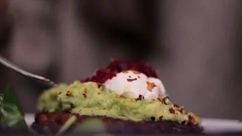 Delicious brunch dish being served in a cozy cafe Stock Footage 320198740