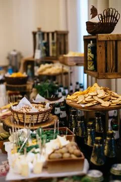 Delicious buffet at the wedding 스톡 사진