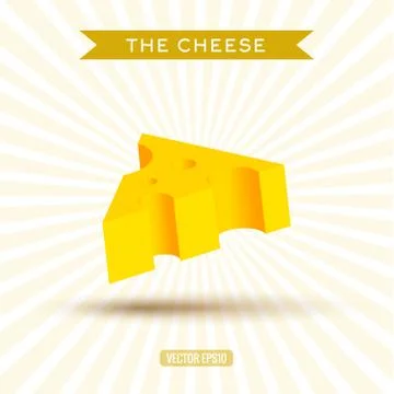 Delicious bulk cheese on a white background with rays, abstract vector art Stock Illustration
