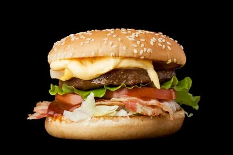 A delicious burger with bacon Stock-Fotos