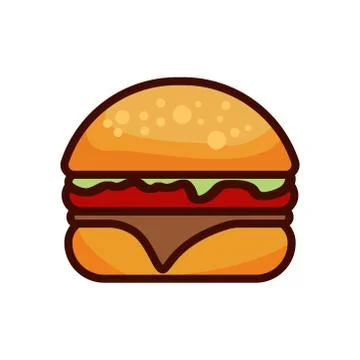 Delicious burger flat icon. Design template vector Stock Illustration