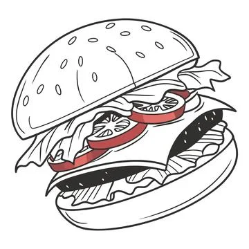 Delicious Burger Flat Vector Illustration Stock Illustration