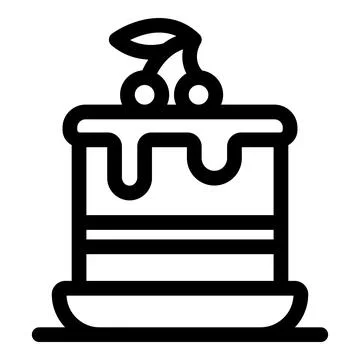 Delicious cake with cherry and dripping icing on a plate Stock Illustration