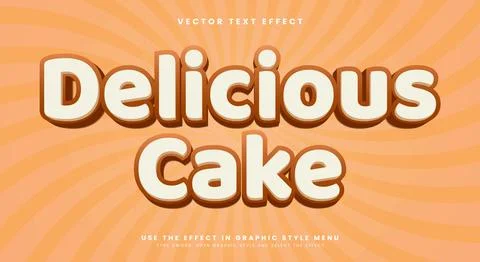 Delicious Cake editable text effect Template Illustrazione stock