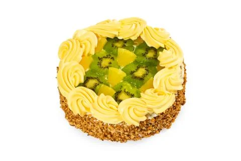 Delicious cake with kiwi Stock Photos