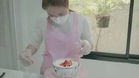Delicious Cake Preparation in a Bright Kitchen Video stock 333582250