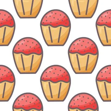 Delicious cake seamless pattern vector illustration Stock Illustration