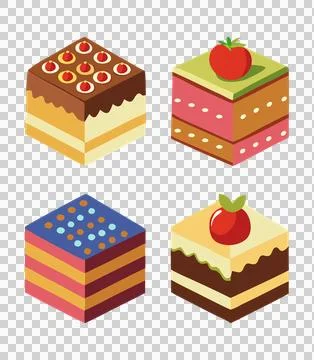 Delicious cake slice vector set, cake day, cake vector, cake slice icon Illustrazione stock