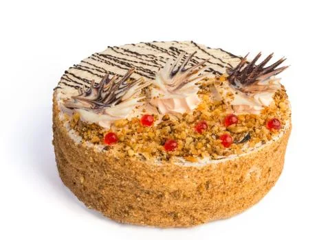 Delicious cake on a white background Stock Photos