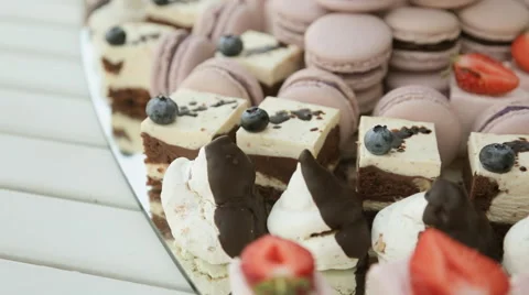 Delicious cakes in the restaurant Stock Footage 59658696