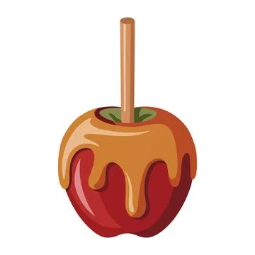 Delicious caramel candy apple on stick vector Stock Illustration