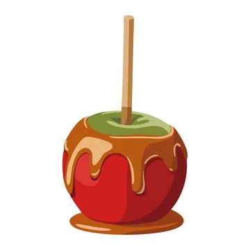 Delicious caramel candy apple on stick vector Stock Illustration