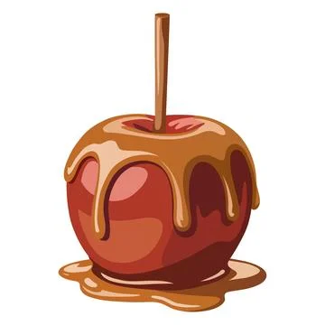 Delicious caramel candy apple on stick vector Stock Illustration