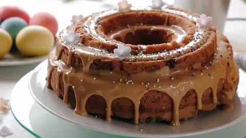 Delicious caramel Easter cake Stock Footage 169822178