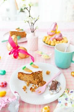 Delicious carrot cake for easter Stock Photos