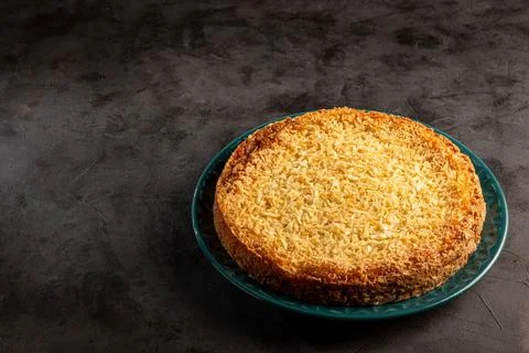 Delicious cassava cake on the table. Stock Photos