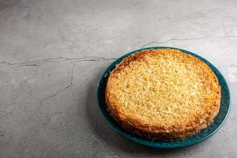 Delicious cassava cake on the table. Stock Photos