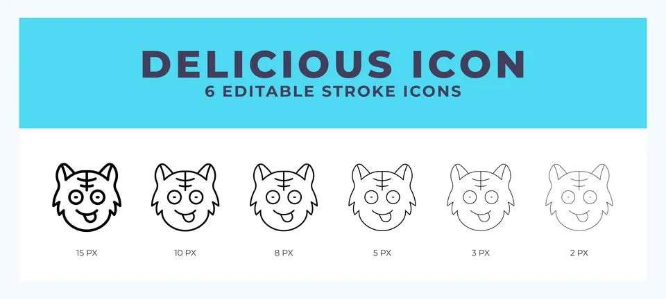 Delicious cat icon illustration vector with editable stroke. Stock Illustration