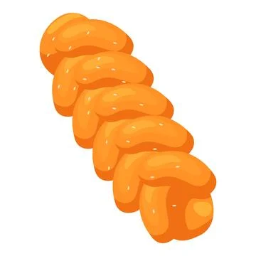 Delicious challah bread loaf lying horizontally isolated on white Stock Illustration