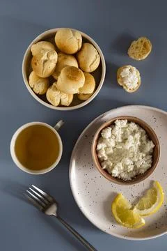 Delicious cheese bread making composition Stock Photos