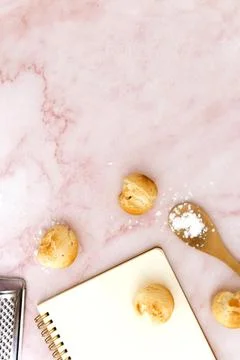 Delicious cheese bread making composition Stock Photos
