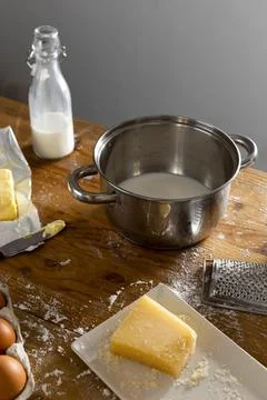 Delicious cheese bread making composition Stock Photos