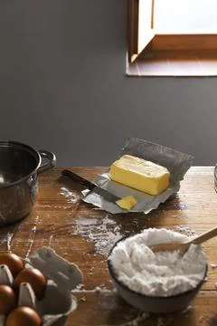 Delicious cheese bread making composition Stock Photos