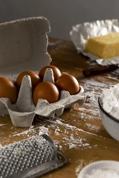 Delicious cheese bread making composition Stock Photos