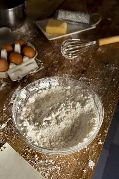 Delicious cheese bread making composition Stock Photos