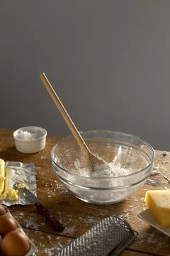 Delicious cheese bread making composition Stock Photos