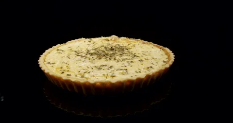 A Delicious Cheese Pie Dish, Quiche, Meal, Cinematic, Turning Around Stock Footage 242430186