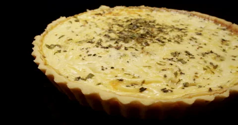 Delicious Cheese Pie Dish, Quiche Meal, Turning Around Stock Footage 242431857