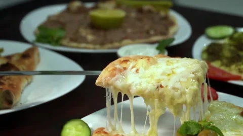 Delicious Cheese Pizza Slice Stock Footage 319207162