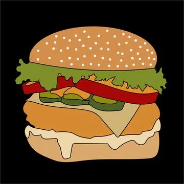 Delicious Cheeseburger Illustration Stock Illustration