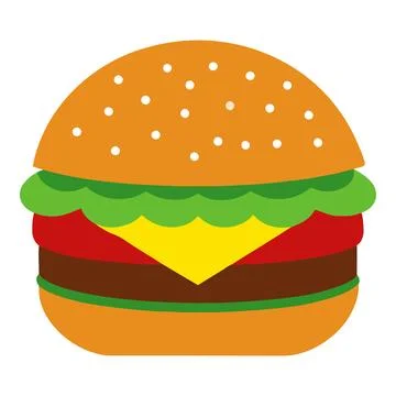 Delicious Cheeseburger Illustration Simple Flat Design Stock Illustration