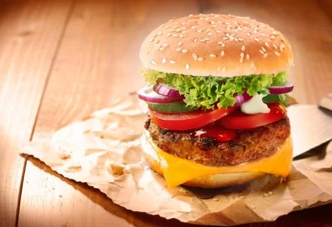Delicious cheeseburger Stock Photos