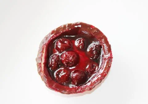 Delicious cherry curd cake Stock Photos
