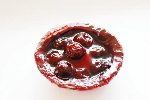 Delicious cherry curd cake Stock Photos