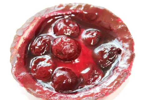 Delicious cherry curd cake Stock Photos