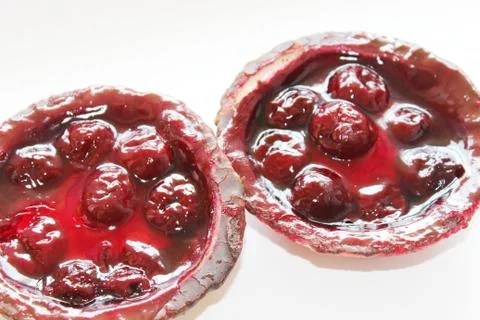 Delicious cherry curd cake Stock Photos