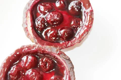 Delicious cherry curd cake Stock Photos